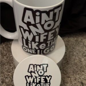 Black and White Mug with Bold Text